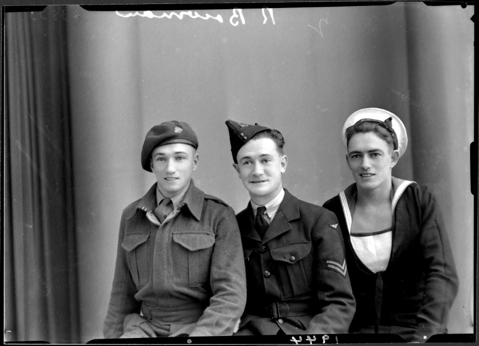 Photograph of three men in uniform, 1944 (27463043191)