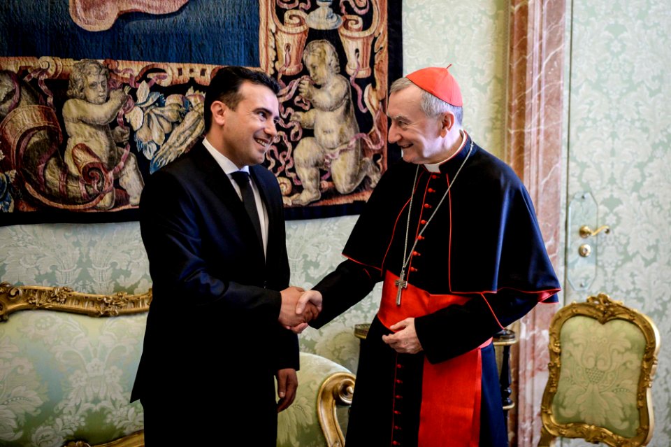 Pietro Parolin with Zoran Zaev during his trip in the Vatican City in 2018