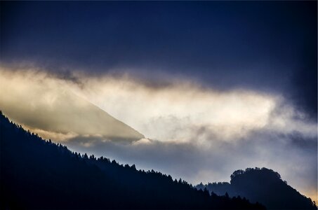 Hills clouds dusk photo