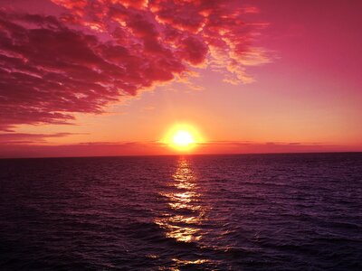 Pink sky sun ocean
