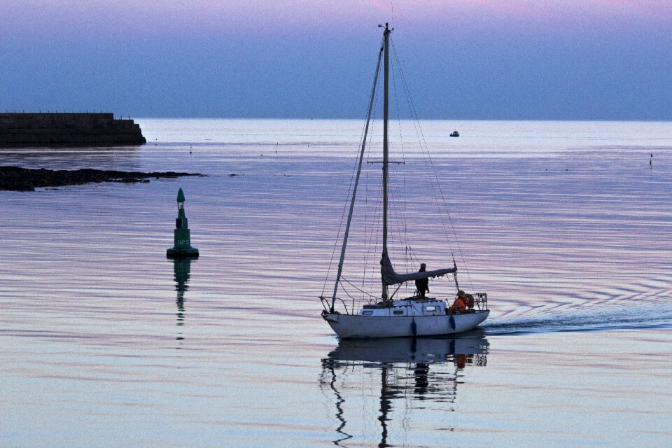 Seashore sunset boat