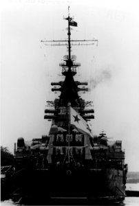 Stern view of a Soviet Chapayev class cruiser, in a Baltic port 1964. (49059432482)
