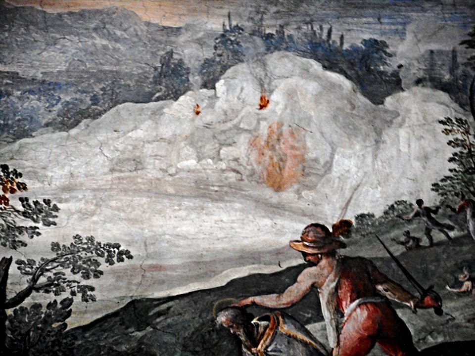 The Solfatara at Pozzuoli (Detail) - Saint January's martyrdom - fresco by Tarquinio Ligustri and Andrea Commodi (after 1598-beginning 17th century) - San Vitale church in Rome (23256913394)