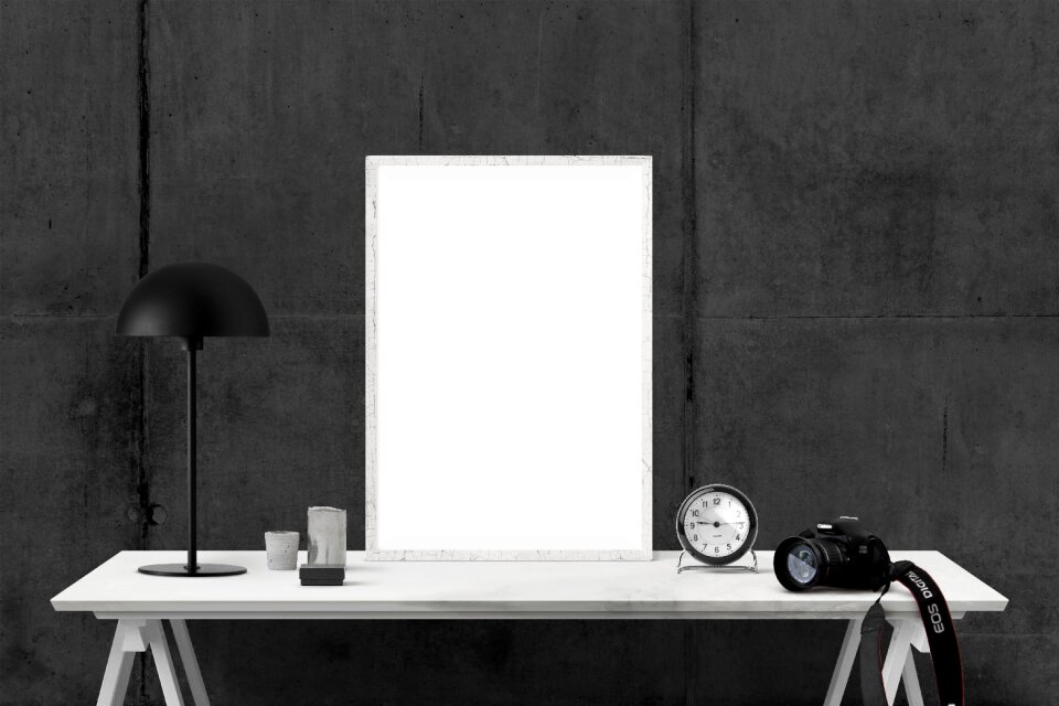 Interior desk gray desk