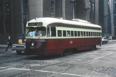 TTC 4541 (PCC) a ST. CLAIR BATHURST car downtown Toronto, ON on September 8, 1965 (21959023244) photo