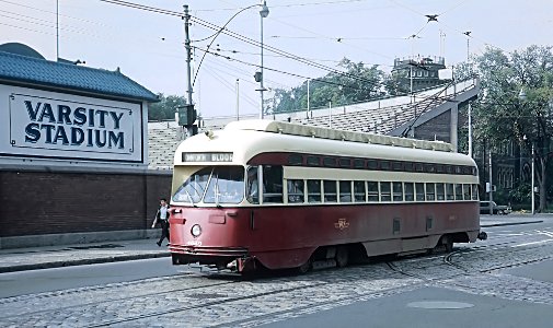 TTC 4649 (PCC) a DANFORTH BLOOR car on Bloor at St. George, Toronto, ONT on September 8, 1965 (22581755075) photo