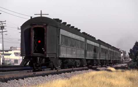 Turn-around shot of SP 3197 with Train 54 in San Carlos, CA in September 1982 -- 3 Photos (32903481832)