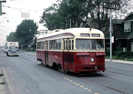 TTC 4175 (PCC) a COXWELL COXWELL car on Coxwell near Danforth and the Coxwell Carhouse.,in Toronto, ONT on September 8, 1965 (22568892282) photo