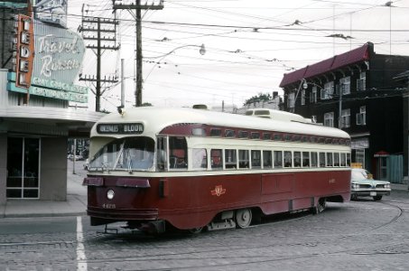 TTC 4400 (PCC) a RONCESVALLES BLOOR car on Roncesvalles at Queen, Toronto, ONT on July 4, 1966 (22568221122) photo