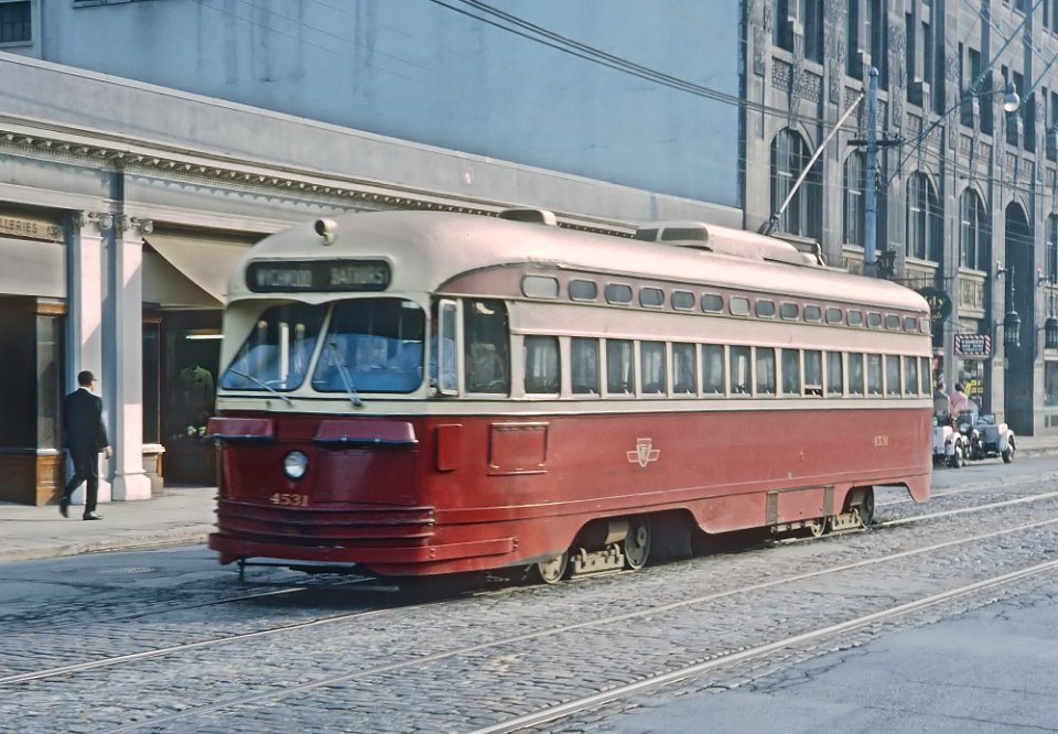 TTC 4531 (PCC) a WYCHWOOD BATHURST car downtown Toronto, ON on September 8, 1965 (22581758205)