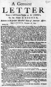 A genuine letter from a well-known patriot at St. James's, to his friend in Boston ... LCCN2002705578