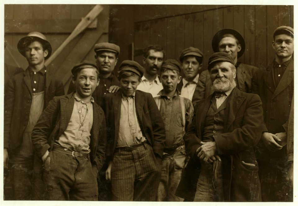 A group of 'carrying-in-boys' at Cumberland Glass Works. This is a typical group of carrying-in-boys in South Jersey. LOC nclc.01241