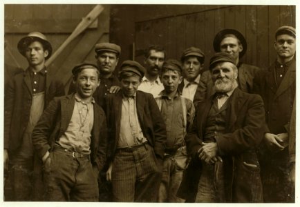 A group of 'carrying-in-boys' at Cumberland Glass Works. This is a typical group of carrying-in-boys in South Jersey. LOC nclc.01241