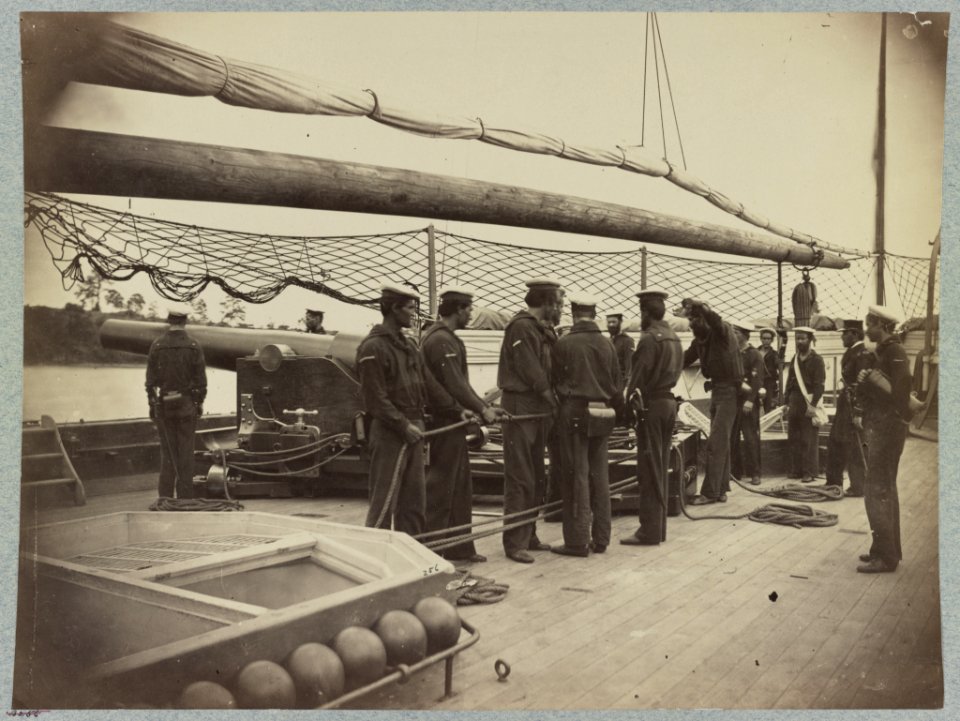 A gun crew on deck of U.S.S. Mendota, James River, Va LCCN2013646199