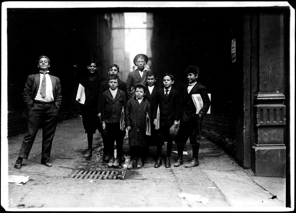 A group of Nashville newsies. In middle of group is 7 year old Sam. Smart and profane. He sells nights also.... - NARA - 523339