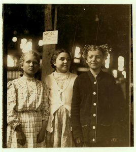 A group of girl workers in Greenabaum's Canneries, Seaford, Del. These girls gave their ages as 10, 13 and 13. The 10 year old girl is working her first season while the two girls of 13 are LOC nclc.00801