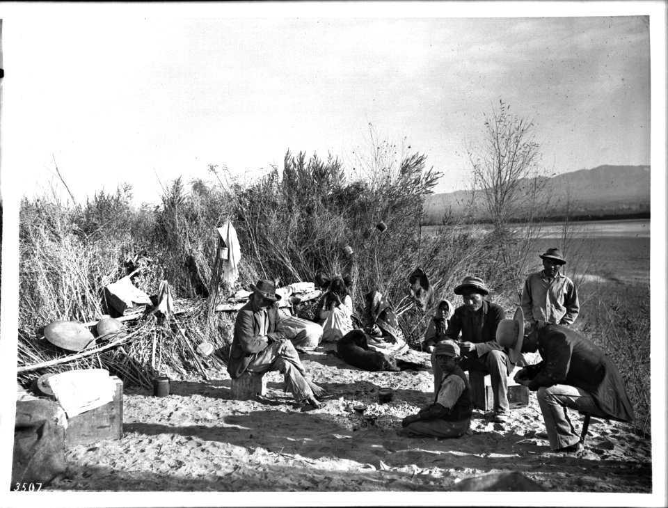 A group of Chemehuevi Indians at a camp, ca.1900 (CHS-3507)