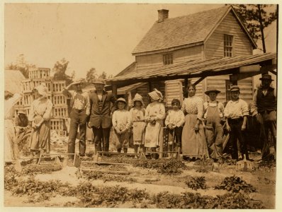 A group of berry pickers on Newton's Farm, Cannon, Del. 2 Children are 9 years of age, 1 Child, 15, and 1-16. These children have all been picking for the past 2 years. LOC nclc.00104 photo