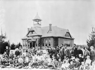 A group of students outside of Lankershim School in San Fernando Valley, California, ca.1889 (CHS-6646) photo
