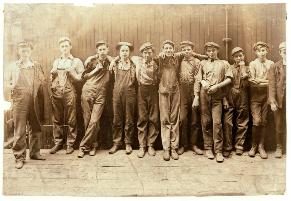 A Group of Young Fellows Working in a Cannery, In Indianapolis, Aug., 1908. LOC nclc.00741