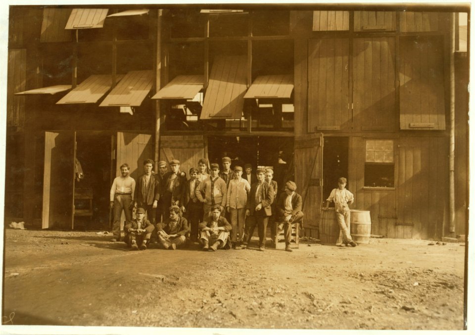 A group of workers in Jonas Glass Works, Minotola, N.J. These are typical of conditions in Southern N.J. although one finds, occasionally, a few younger workers. LOC nclc.01209