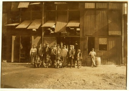 A group of workers in Jonas Glass Works, Minotola, N.J. These are typical of conditions in Southern N.J. although one finds, occasionally, a few younger workers. LOC nclc.01209