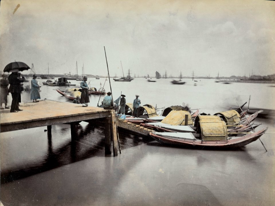A Jetty at Shanghue, with Sampans