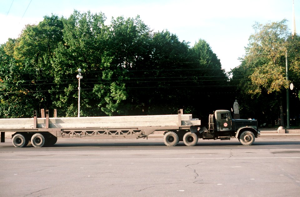 A KrAZ-258 tractor truck and transport trailer
