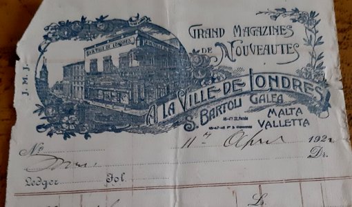 A la ville de Londres, Valletta, 1922