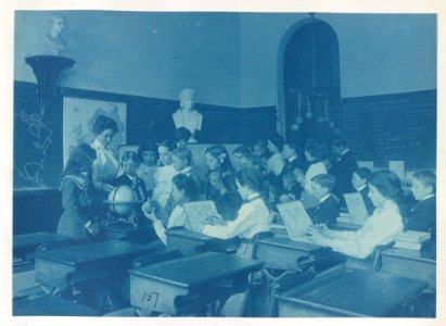 A lesson in globe making. Children in class in a Washington, D.C., school LCCN92510064
