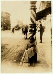 A Little 'Shaver,' Indianapolis Newsboy, 41 inches high. Said he was 6 years old. Aug., 1908. Wit., E. N. Clopper. LOC cph.3b03843