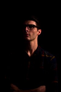 Eyeglasses sideburns dark
