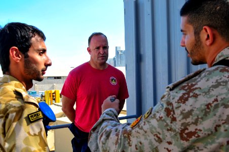 A mock interrogation during a boarding party drill in the Persian Gulf -- CMF 131126-IZ292-N-151