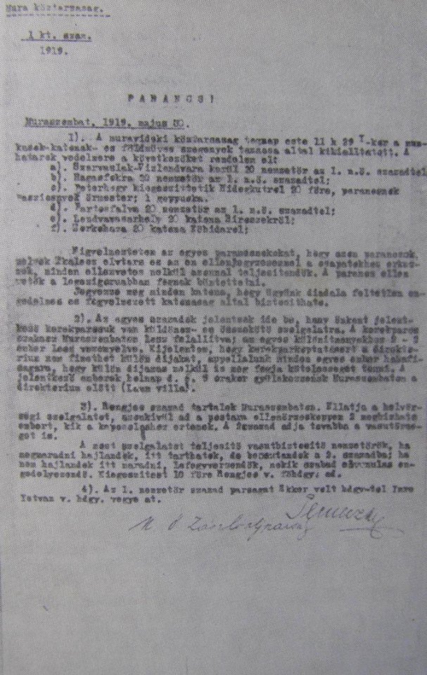 A Mura köztársaság parancsa (1919)