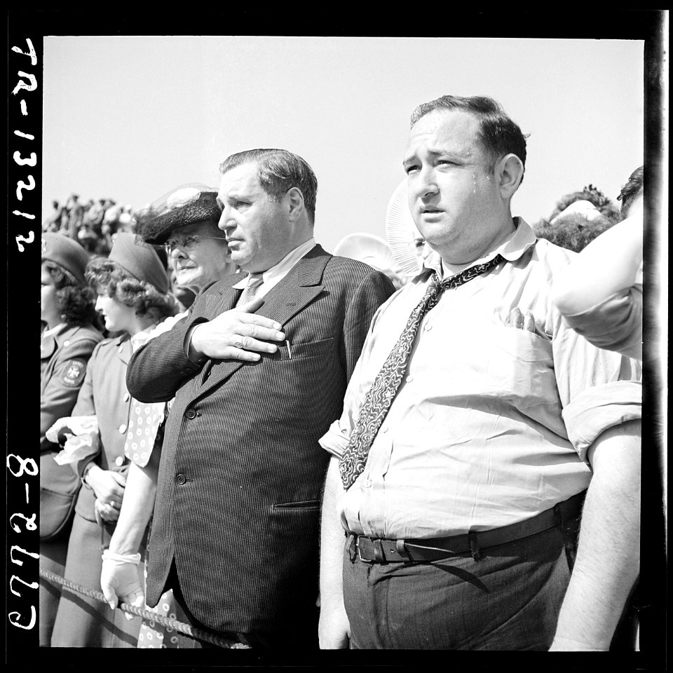 A nation's sorrow at the loss of President Franklin D. Roosevelt is reflected in the faces of thousands who lined the... - NARA - 520706
