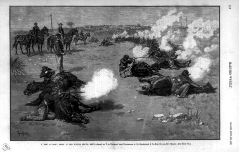 A New cavalry drill in the United States Army - drawn by T. de Thulstrup from photographs by Ch. Barthelmess & Co., Fort Bayard, New Mexico. LCCN89714476