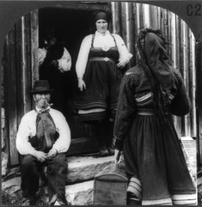 A Norwegian woman about to start for America bidding her people farewell LCCN92515065