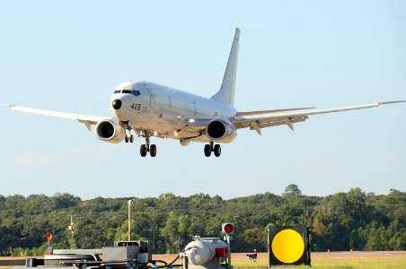 A P-8 Poseidon from Naval Air Station Jacksonville, Florida, arrives at Naval Air Station Fort Worth Joint Reserve Base as part of Aircraft Safe Haven operations in response to Hurricane Matthew. (30159053556)