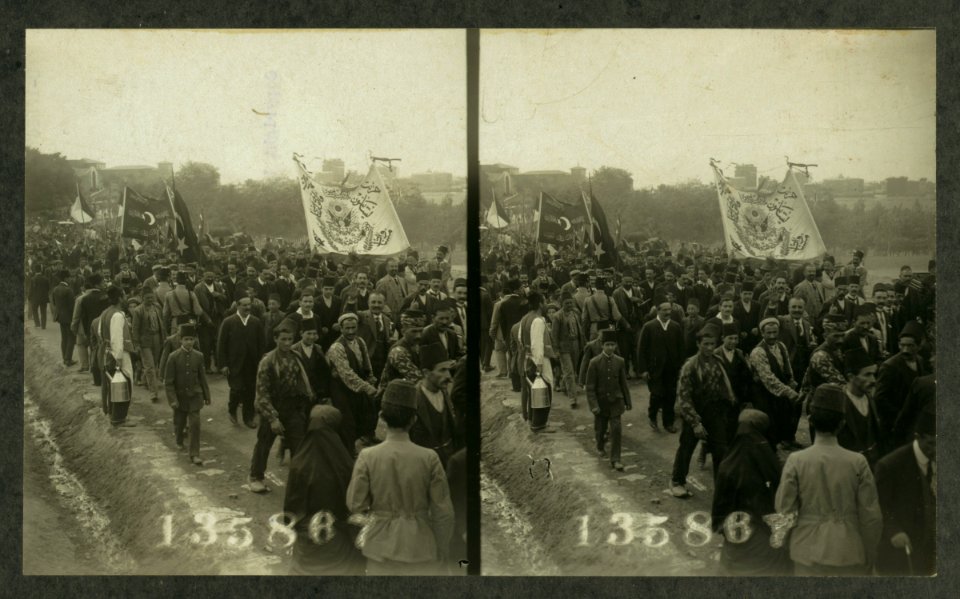 A patriotic procession on their way to the Monument of Liberty, Constantinople LCCN2004672933
