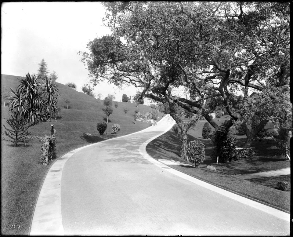 A path through Adolphus Busch's sunken gardens, Pasadena, ca.1916 (CHS-5619)