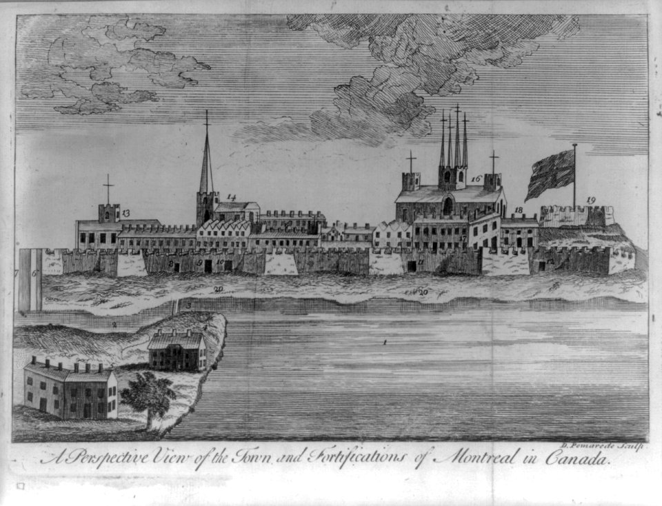 A perspective view of the town and fortifications of Montreal in Canada - D. Pomarede sculp. LCCN2004670243