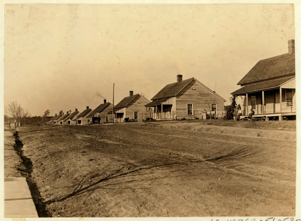 A row of houses of the cotton mill people. Lydia Mills, Clinton, S.C. Witness, Sara R. Hine. Dec. 2, 1908. L.W.H. LOC nclc.01477