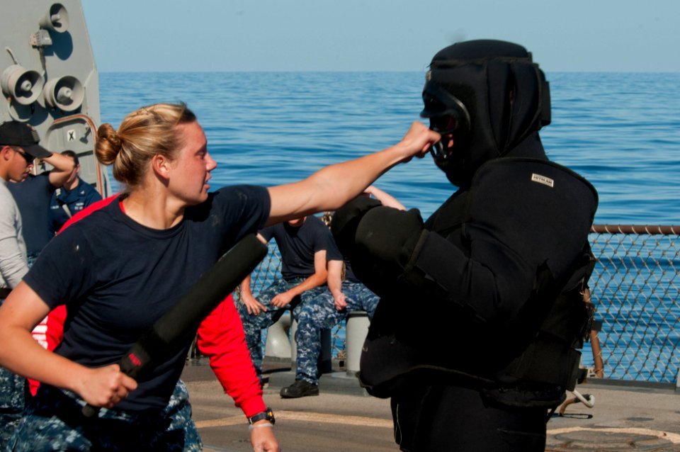 A Sailor attacks a simulated opponent. (8595820016)