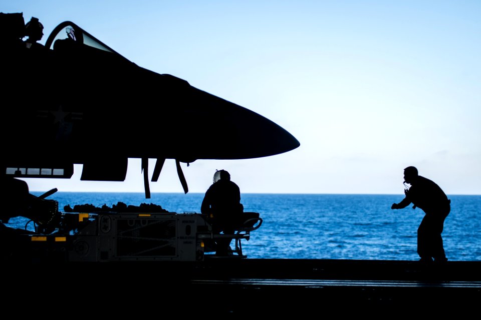 A Sailor directs an aircraft. (8181974440)