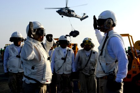 A Sailor reenlists during a replenishment-at-sea. (8591438513)