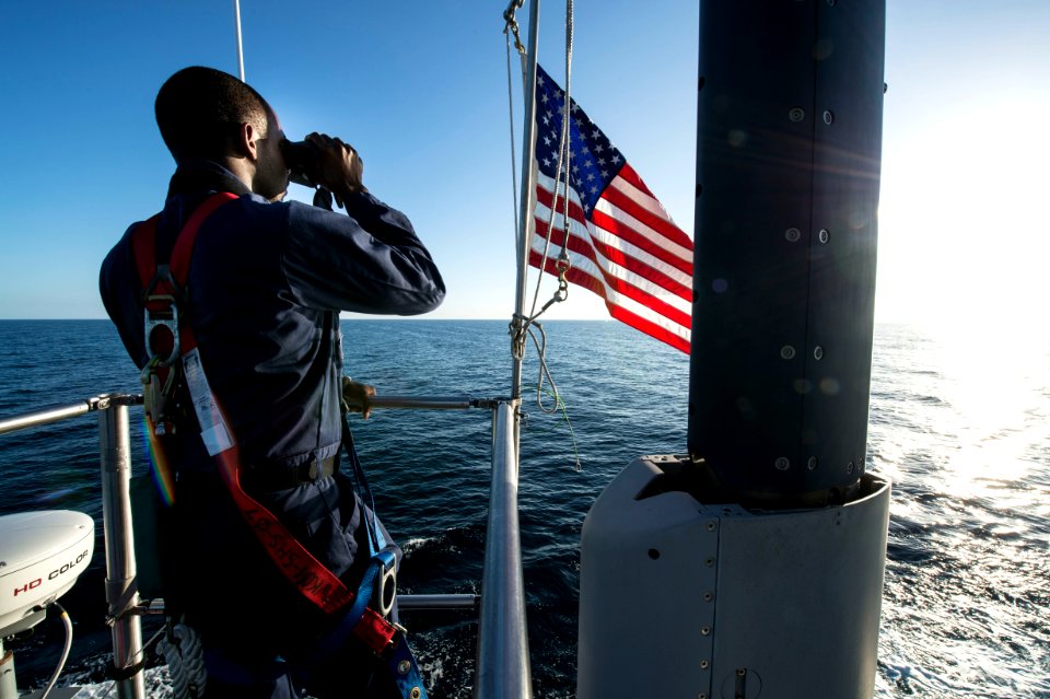 A Sailor stands watch aboard PCU Minnesota. (9519617894)