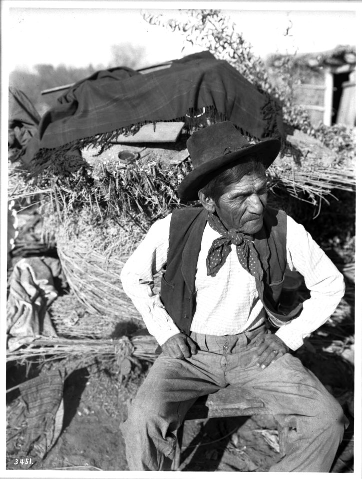 A shrewd-looking old Chemehuevi Indian man, ca.1900 (CHS-3451)