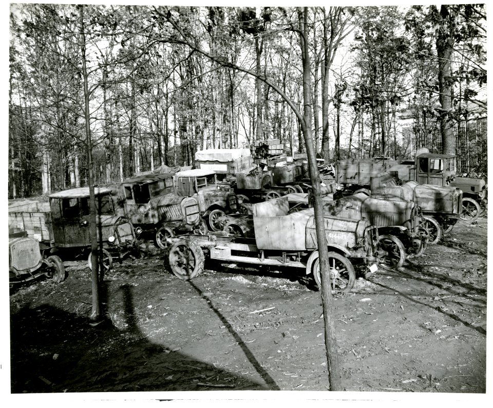 A small group of German motor transport vehicles captured during World War I