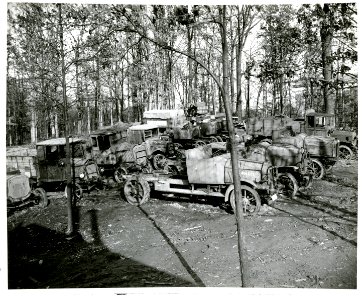 A small group of German motor transport vehicles captured during World War I