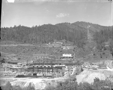 A smelter at a mammoth copper mine in Shasta County, California, ca.1900 (CHS-5202)